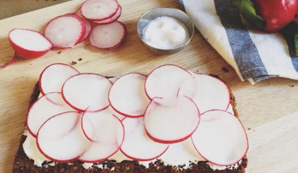 siggi's Icelandic-style yogurt: skyr - Open Face Sandwich with Radish