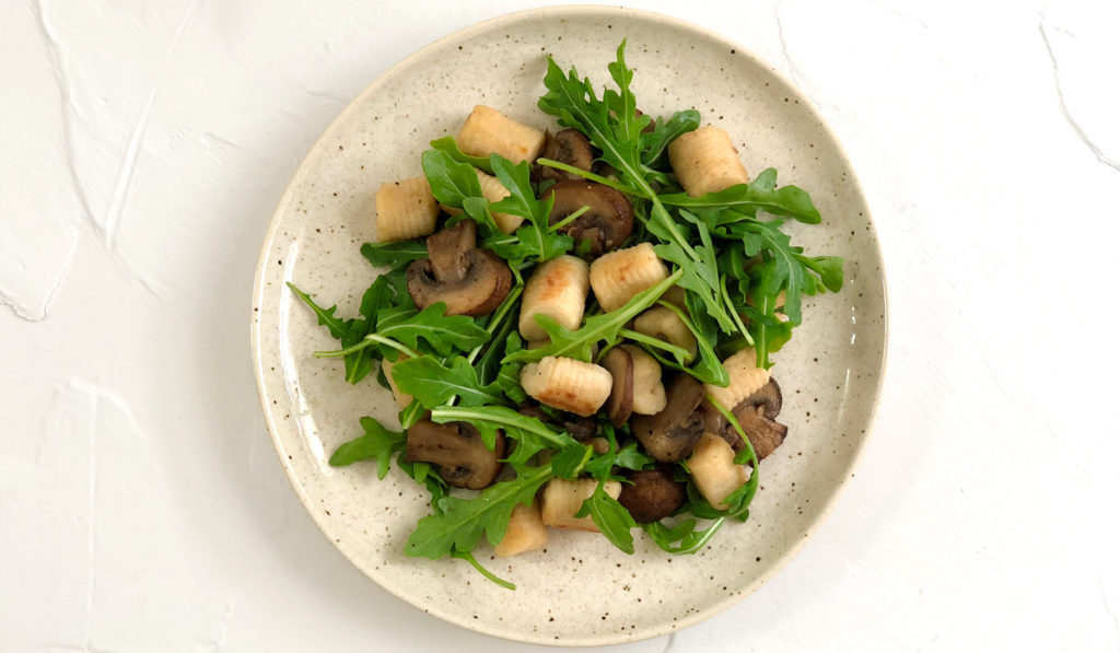 siggi's Icelandic-style yogurt: skyr - gnocchi with mushrooms and arugula